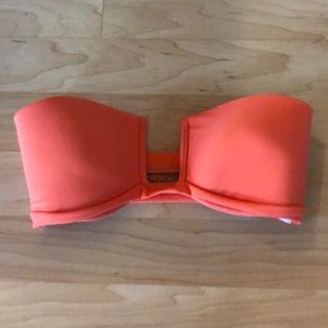 Acacia strapless mesh top (orange & tan)